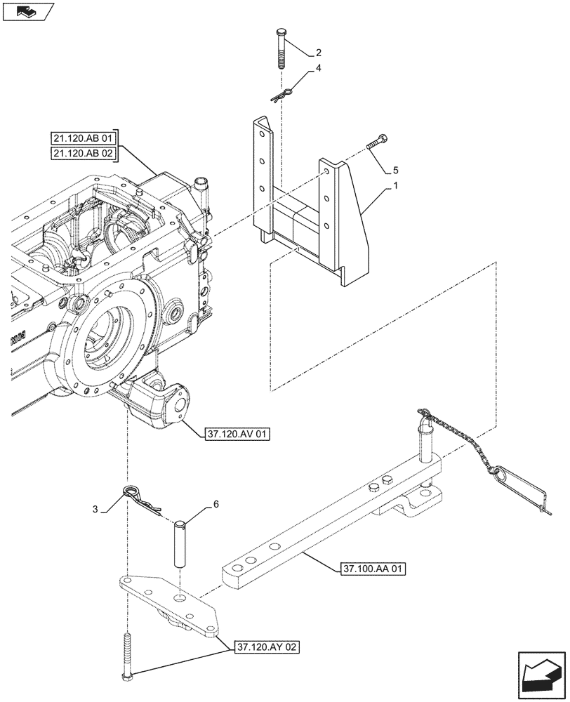 Схема запчастей Case IH FARMALL 115U - (37.100.AB[01]) - VAR - 330912 - DRAWBAR AND HITCH, DRAWBAR, SUPPORT, ISO (37) - HITCHES, DRAWBARS & IMPLEMENT COUPLINGS