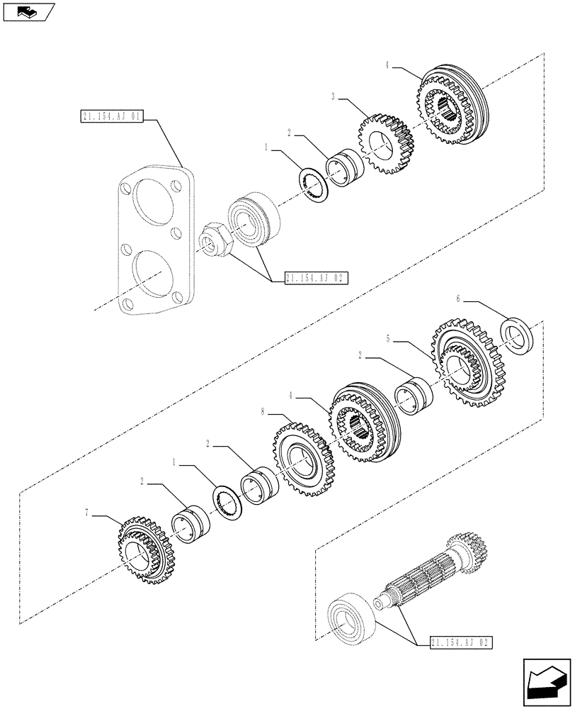 Схема запчастей Case IH FARMALL 105U - (21.148.AA[02]) - STD + VAR - 743552 - TRANSMISSION (40KPH), SYNCHRONIZER (3RD/4TH) (21) - TRANSMISSION