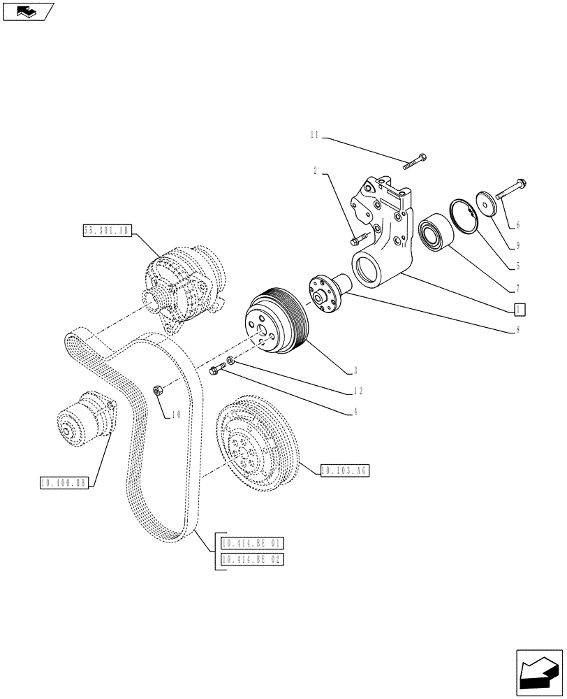 Схема запчастей Case IH F4CE9487N J603 - (10.414.AD) - PULLEY DRIVE (10) - ENGINE