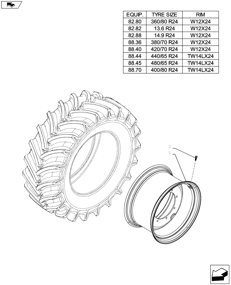 Схема запчастей Case IH FARMALL 105U - (44.511.AE[03]) - WHEEL - FRONT (44) - WHEELS