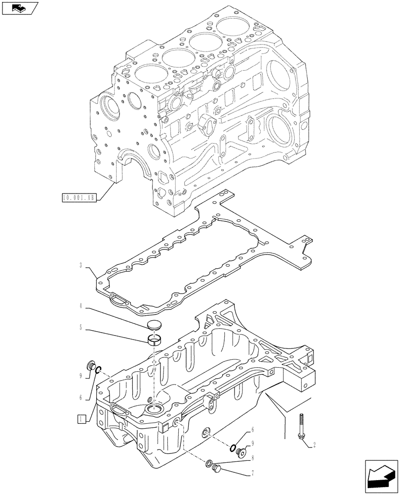 Схема запчастей Case IH F4CE9484C J600 - (10.102.AP) - ENGINE OIL PAN (10) - ENGINE