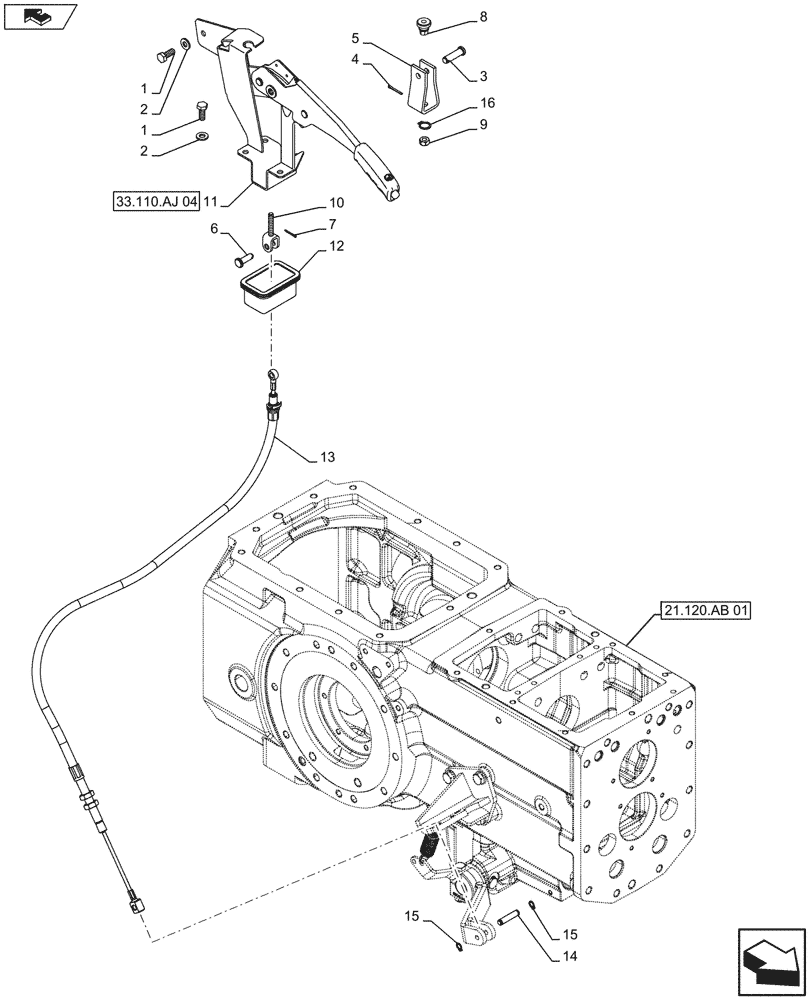 Схема запчастей Case IH FARMALL 105U - (33.110.AJ[03]) - VAR - 339606 - PARKING BRAKE, ISO (33) - BRAKES & CONTROLS