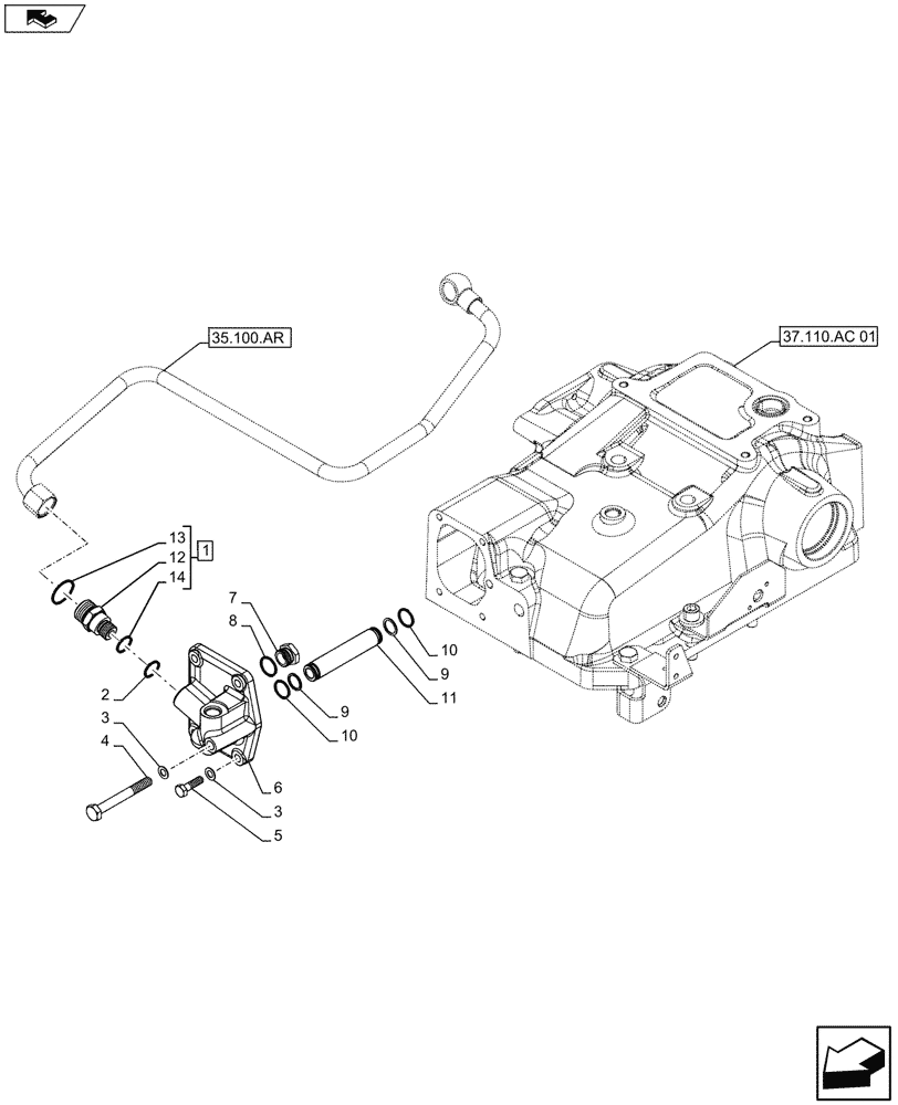 Схема запчастей Case IH FARMALL 105U - (37.110.AC[02]) - VAR - 330849, 331844, 332844, 338844 - ELECTRONIC LIFT, REAR, FLANGE (37) - HITCHES, DRAWBARS & IMPLEMENT COUPLINGS