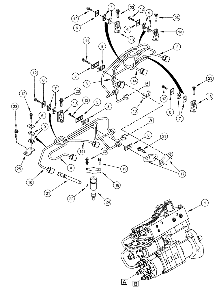 Схема запчастей Case IH FLX4300 - (02-057) - FUEL INJECTION SYSTEM (01) - ENGINE