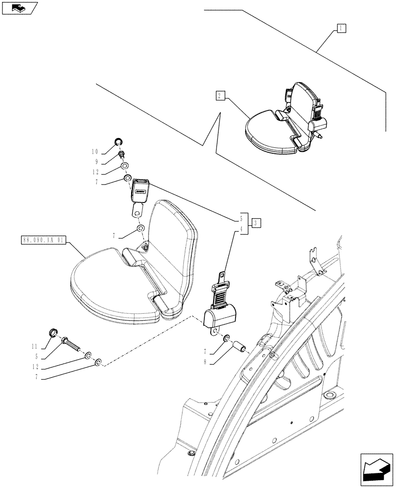 Схема запчастей Case IH FARMALL 115U - (88.090.AA[03]) - DIA KIT, INSTRUCTION SEAT WITH BELT (88) - ACCESSORIES