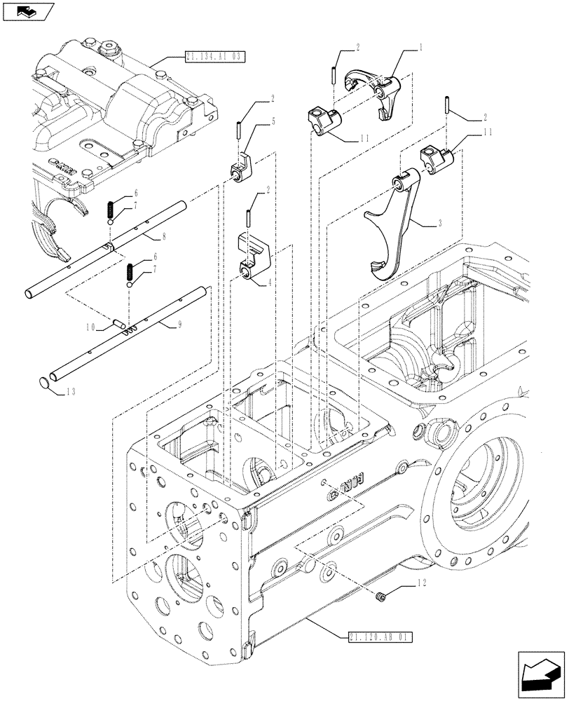 Схема запчастей Case IH FARMALL 105U - (21.145.AG) - STD + VAR - 332279, 332299, 390181 - CENTRAL REDUCTION GEAR (21) - TRANSMISSION