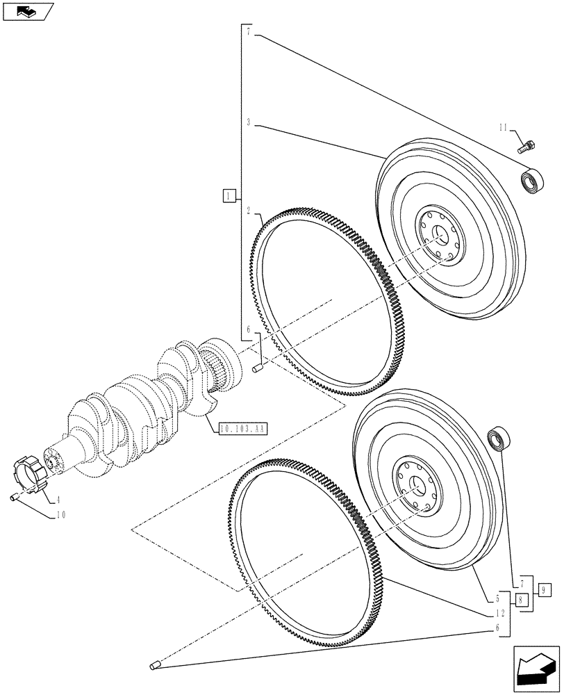 Схема запчастей Case IH F4CE9487N J603 - (10.103.AH) - ENGINE FLYWHEEL (10) - ENGINE