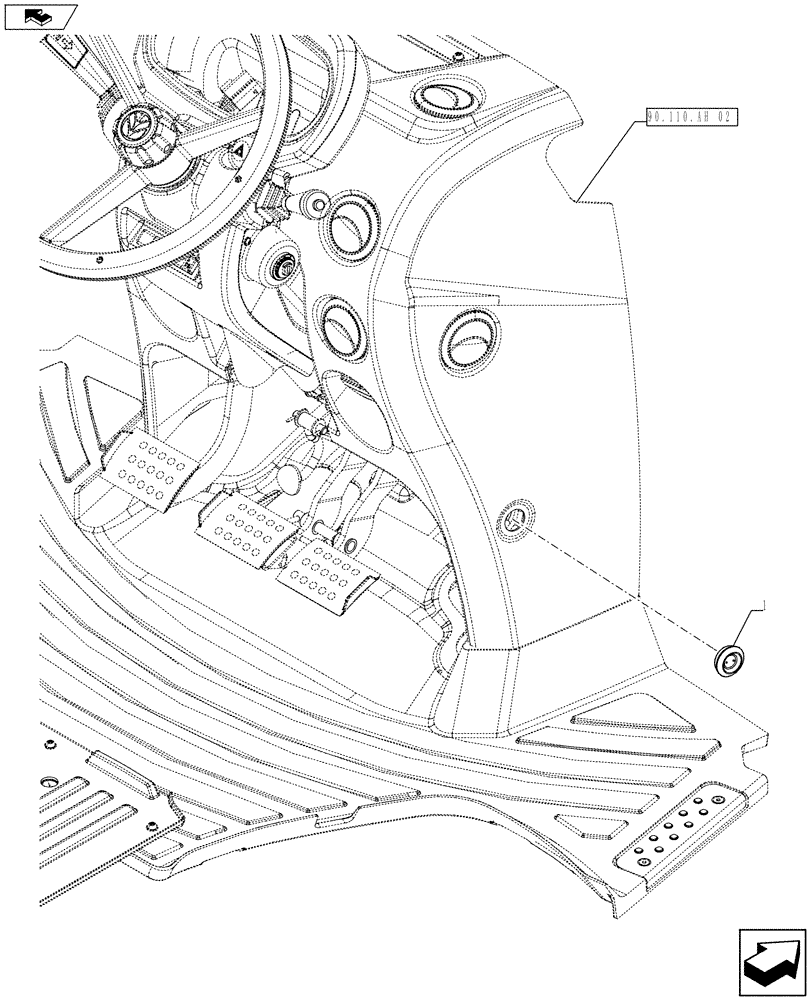 Схема запчастей Case IH FARMALL 105U - (90.160.CD) - CAB INTERIOR TRIM, PLUG (90) - PLATFORM, CAB, BODYWORK AND DECALS