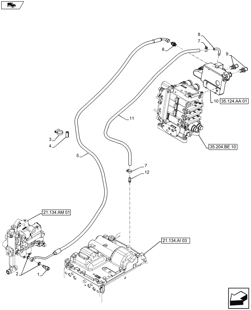 Схема запчастей Case IH FARMALL 115U - (35.124.AB[01]) - VAR - 332844 - REMOTE CONTROL VALVE, LINE - END YR 04-APR-2013 (35) - HYDRAULIC SYSTEMS