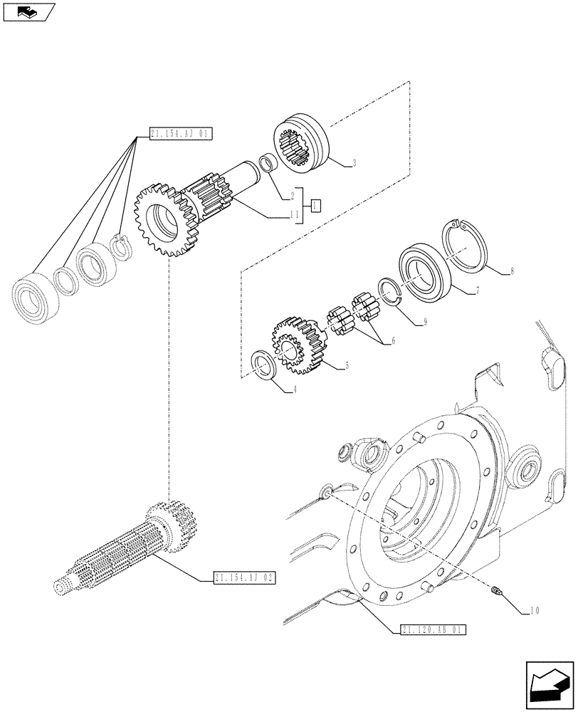 Схема запчастей Case IH FARMALL 105U - (21.148.AC[03]) - VAR - 743507 - BEVEL GEAR, SHAFT, ISO (30KPH) (21) - TRANSMISSION