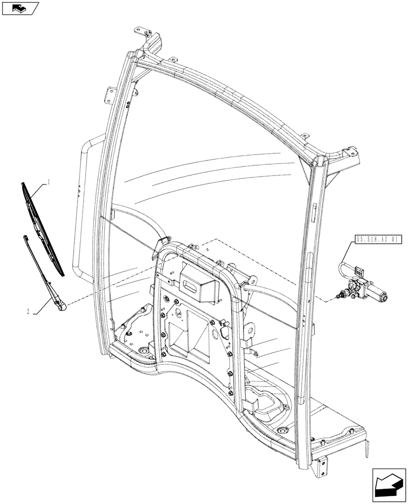 Схема запчастей Case IH FARMALL 105U - (55.518.AW[01]) - STD + VAR - 336606, 391606 - WINDSHIELD WIPER, NA (55) - ELECTRICAL SYSTEMS