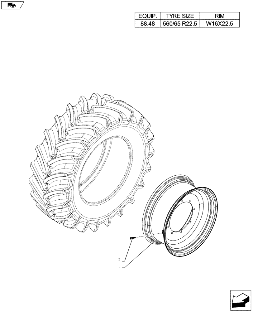 Схема запчастей Case IH FARMALL 115U - (44.511.AE[01]) - WHEEL - FRONT (44) - WHEELS