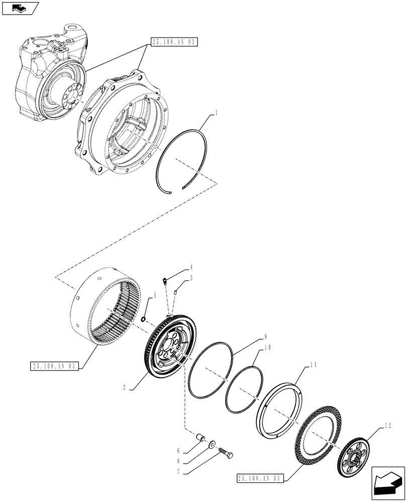 Схема запчастей Case IH FARMALL 105U - (33.204.AD) - VAR - 330415 - 4WD FRONT AXLE, W/ HYDRAULIC DIFFERENTIAL LOCK, BRAKE, ISO (33) - BRAKES & CONTROLS