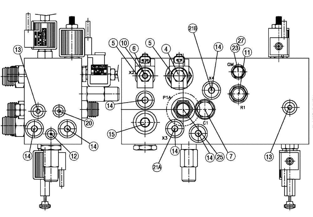 Схема запчастей Case IH FLX810 - (07-010[01]) - VALVE BLOCK, SINGLE BIN Hydraulic Components