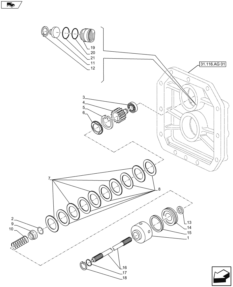 Схема запчастей Case IH FARMALL 105U - (31.114.AI[03]) - VAR - 331729 - PTO 540/540E/1000 RPM, CLUTCH PLATE (31) - IMPLEMENT POWER TAKE OFF