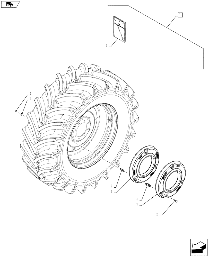 Схема запчастей Case IH FARMALL 115U - (88.039.AA[01]) - DIA KIT, REAR BALLAST (4 PLTS, 410 MM HOLES DISTANCE) (88) - ACCESSORIES