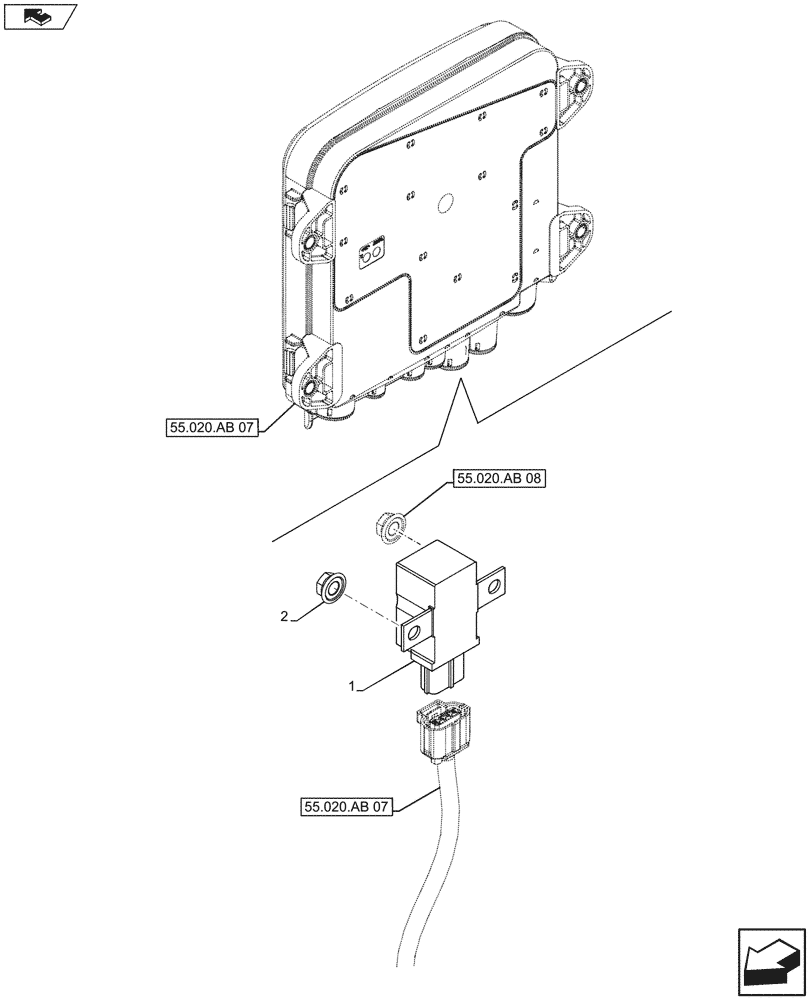 Схема запчастей Case IH FARMALL 105U - (55.020.AB[05]) - VAR - 330798 - POWER DISTRIBUTION UNIT, RELAY, W/ ELECTRONIC BATTERY ISOLATOR, ISO (55) - ELECTRICAL SYSTEMS