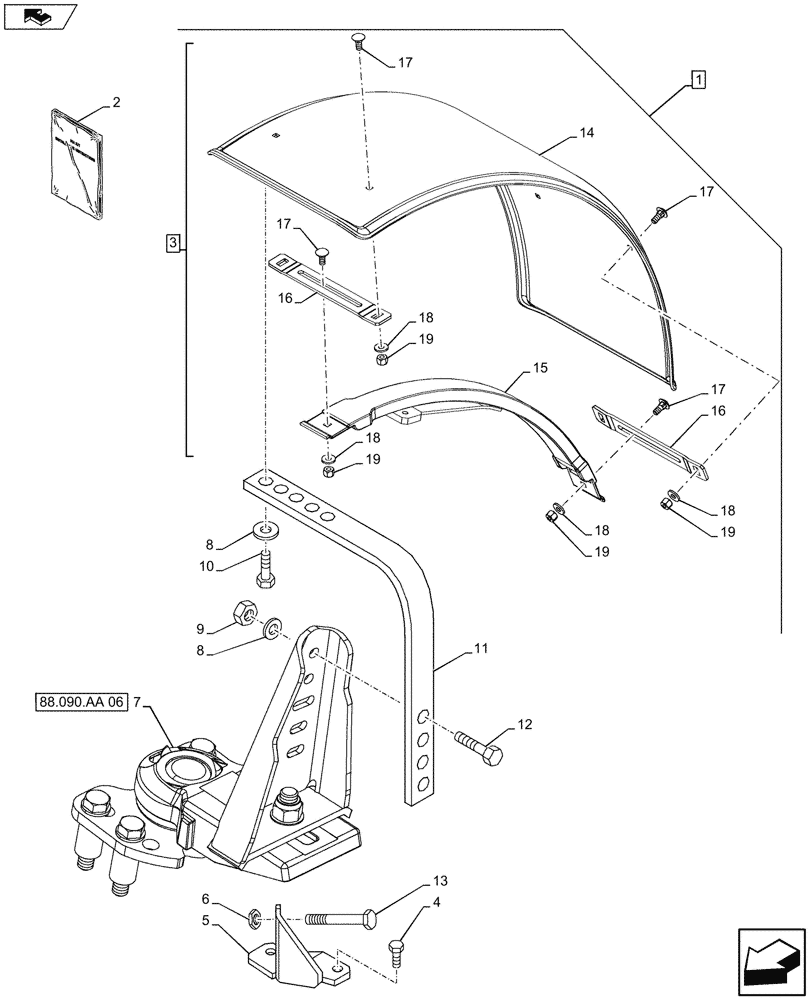 Схема запчастей Case IH FARMALL 115U - (88.090.AA[05]) - DIA KIT, DYNAMIC FRONT FENDERS (400MM) (88) - ACCESSORIES