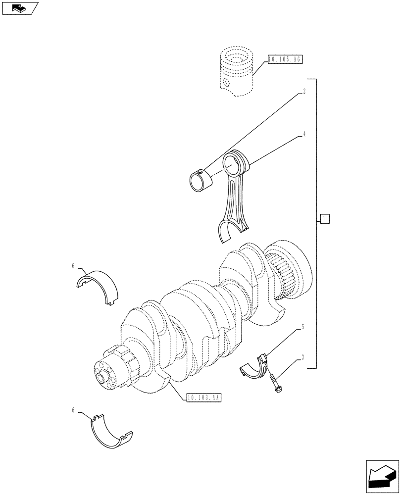 Схема запчастей Case IH F4CE9484L J600 - (10.105.AB) - CONNECTING ROD (10) - ENGINE