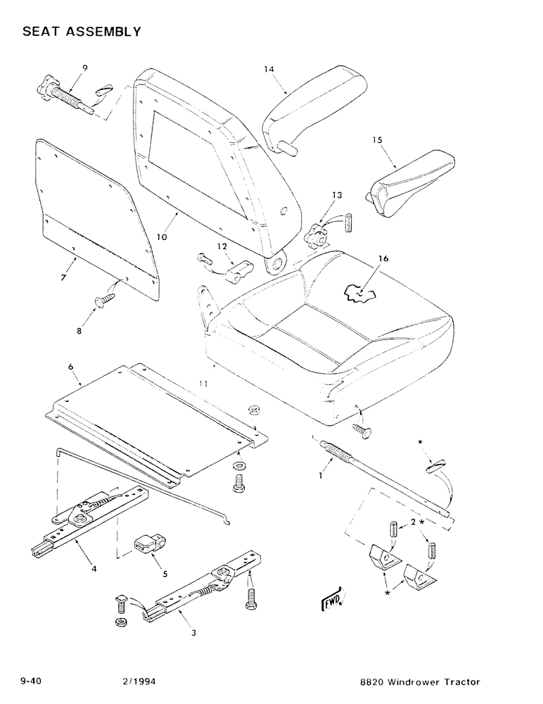 Схема запчастей Case IH 8820 - (9-40) - SEAT ASSEMBLY (09) - CHASSIS/ATTACHMENTS