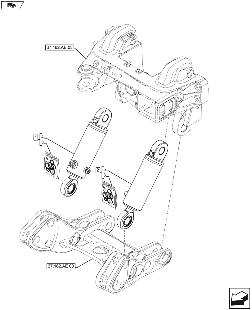 Схема запчастей Case IH FARMALL 105U - (35.162.AB[01]) - VAR - 331789, 332789 - 3 POINT HITCH, FRONT, CYLINDER (35) - HYDRAULIC SYSTEMS