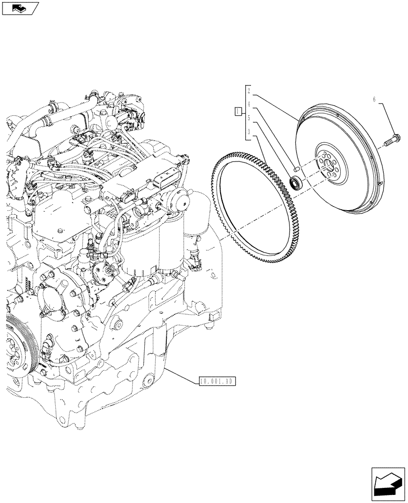 Схема запчастей Case IH FARMALL 115U - (10.103.AH[01]) - STD + VAR - 390174 - FLYWHEEL (10) - ENGINE