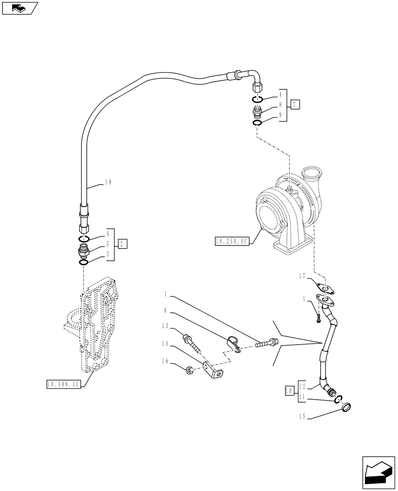 Схема запчастей Case IH F4CE9484L J600 - (10.304.AL) - SUCTION PIPE, ENGINE OIL (10) - ENGINE