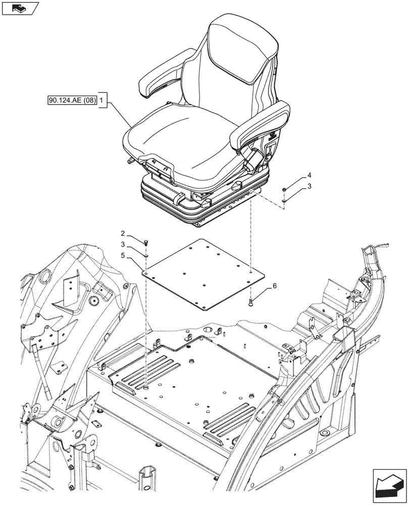 Схема запчастей Case IH FARMALL 105U - (90.124.AE[07]) - VAR - 333962 - DRIVER SEAT - SEAT, AIR SUSPENSION, PREMIUM (90) - PLATFORM, CAB, BODYWORK AND DECALS