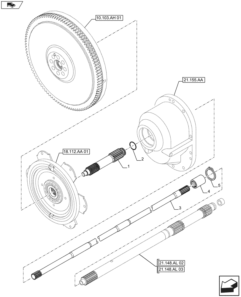 Схема запчастей Case IH FARMALL 105U - (21.148.AL[06]) - STD + VAR - 332279, 332299, 390181 - CLUTCH, SHAFT (12X12, 20X20, 24X24) (21) - TRANSMISSION