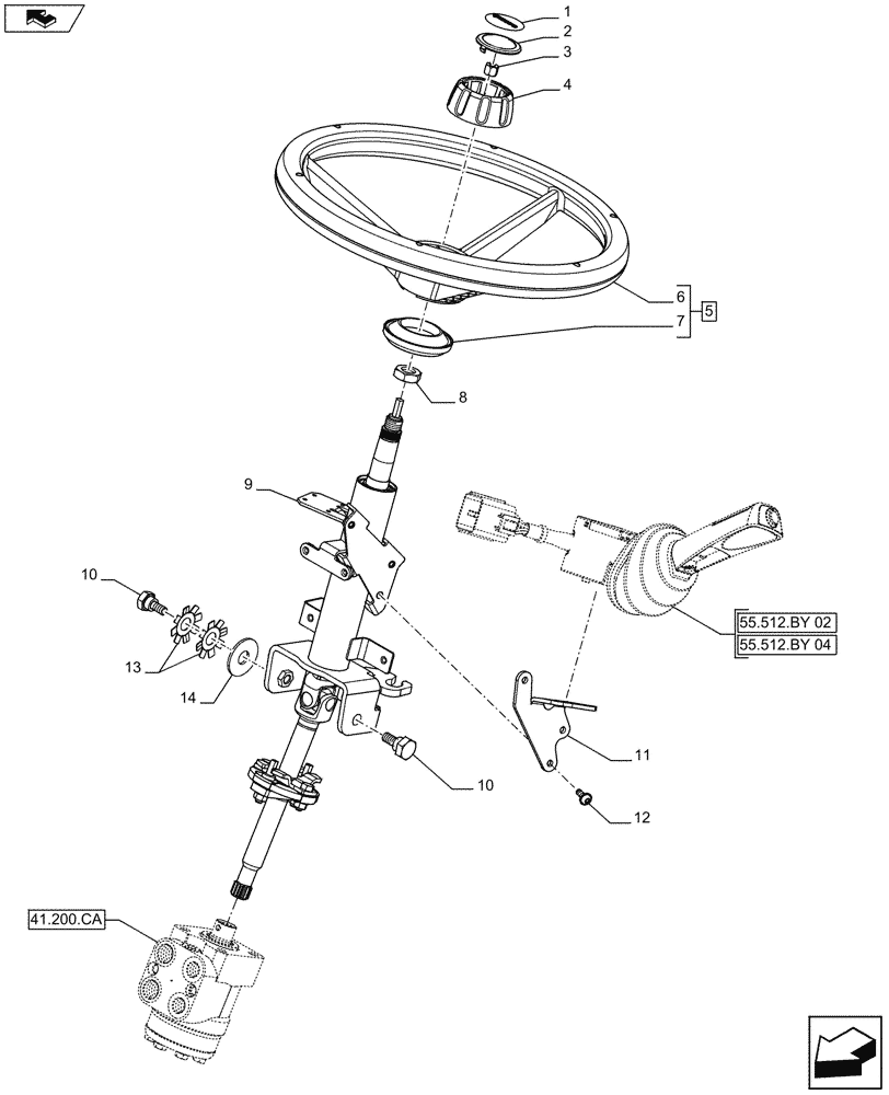 Схема запчастей Case IH FARMALL 105U - (41.101.AB[01]) - STD + VAR - 392644 - STEERING COLUMN, STEERING WHEEL (41) - STEERING