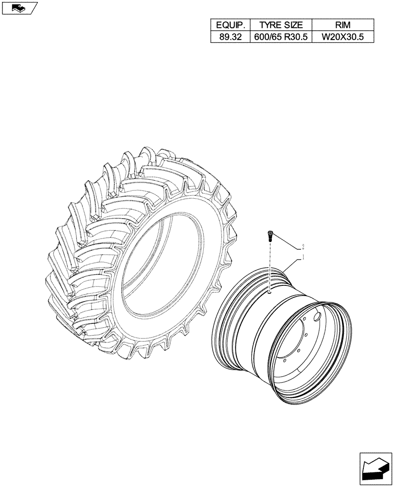 Схема запчастей Case IH FARMALL 115U - (44.520.AB[05A]) - WHEEL - REAR - BEGIN S/N ZCJR23173 (44) - WHEELS