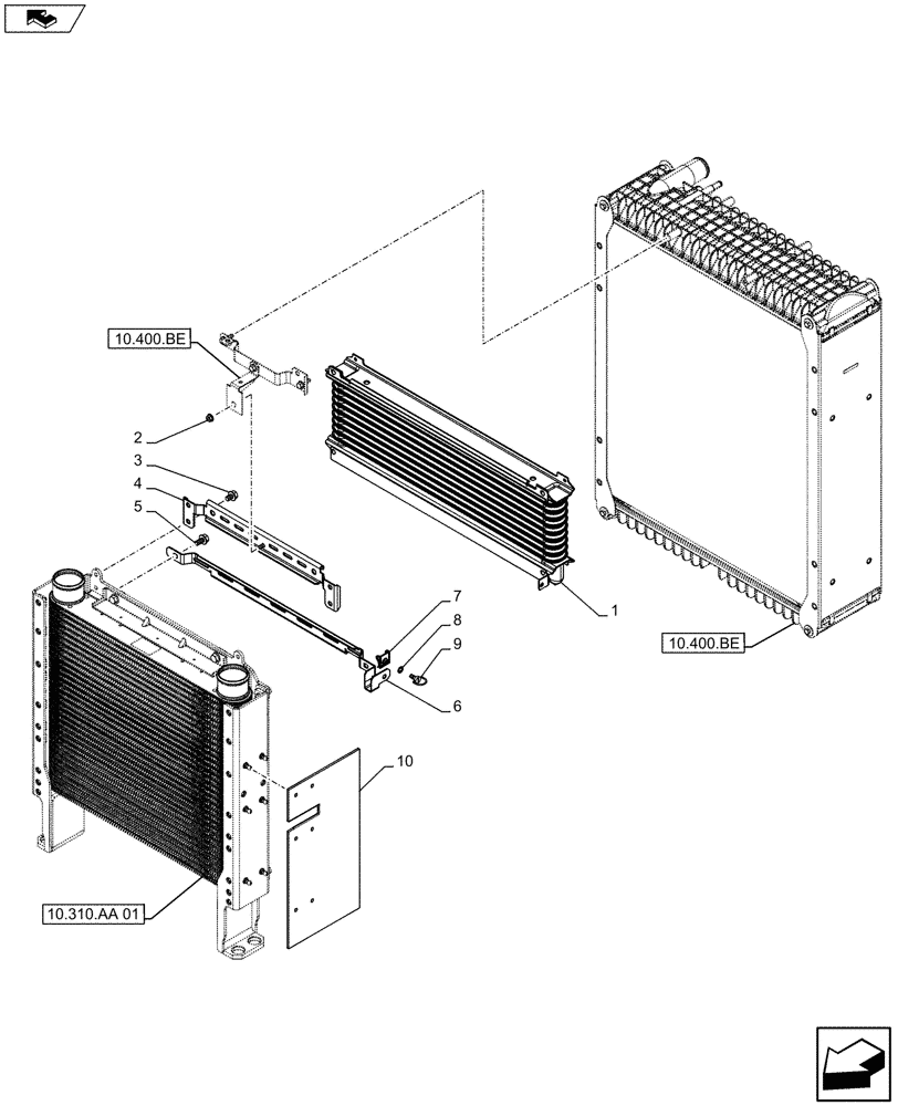 Схема запчастей Case IH FARMALL 105U - (21.109.AK[01]) - STD + VAR - 390174 - OIL COOLER (21) - TRANSMISSION