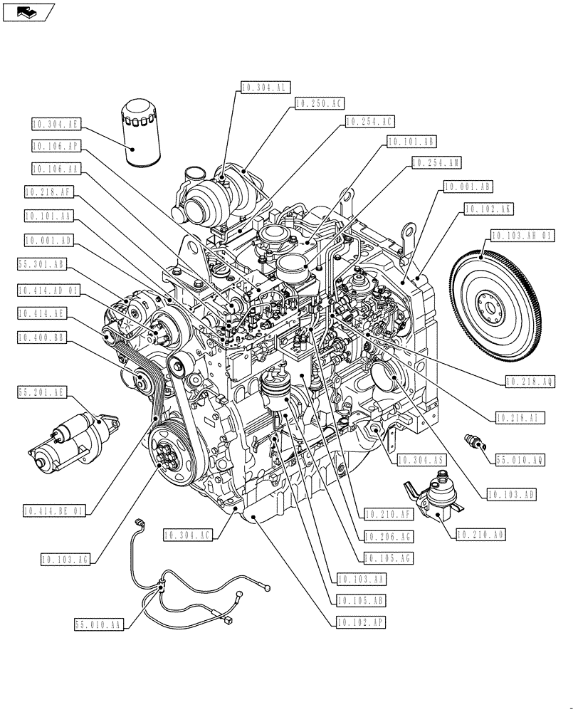 Схема запчастей Case IH F4CE9487N J603 - (00.000.10) - PICTORIAL INDEX - ENGINE (00) - GENERAL & PICTORIAL INDEX