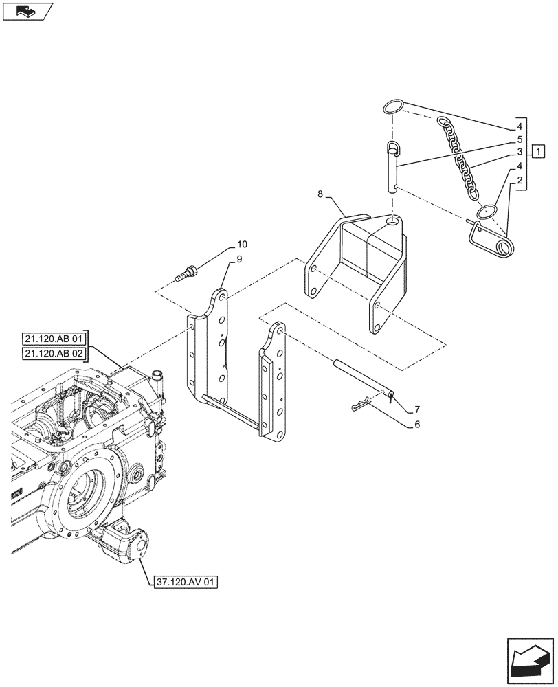 Схема запчастей Case IH FARMALL 105U - (37.100.AF[09]) - VAR - 330891, 330906 - DRAWBAR AND HITCH, TOW HOOK, ISO (37) - HITCHES, DRAWBARS & IMPLEMENT COUPLINGS