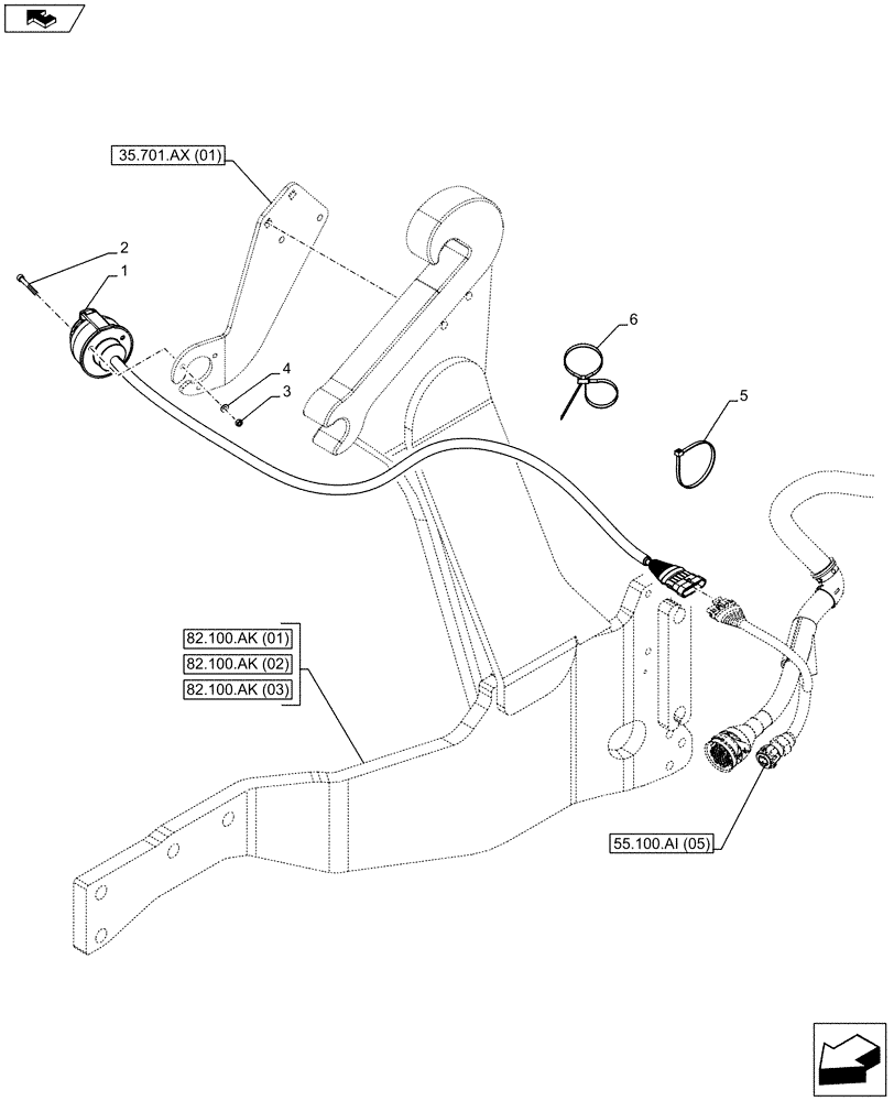 Схема запчастей Case IH FARMALL 105U - (55.510.BM[11]) - VAR - 330491 - AUXILIARY POWER OUTLET - LOADER - FRONT - ISO (55) - ELECTRICAL SYSTEMS