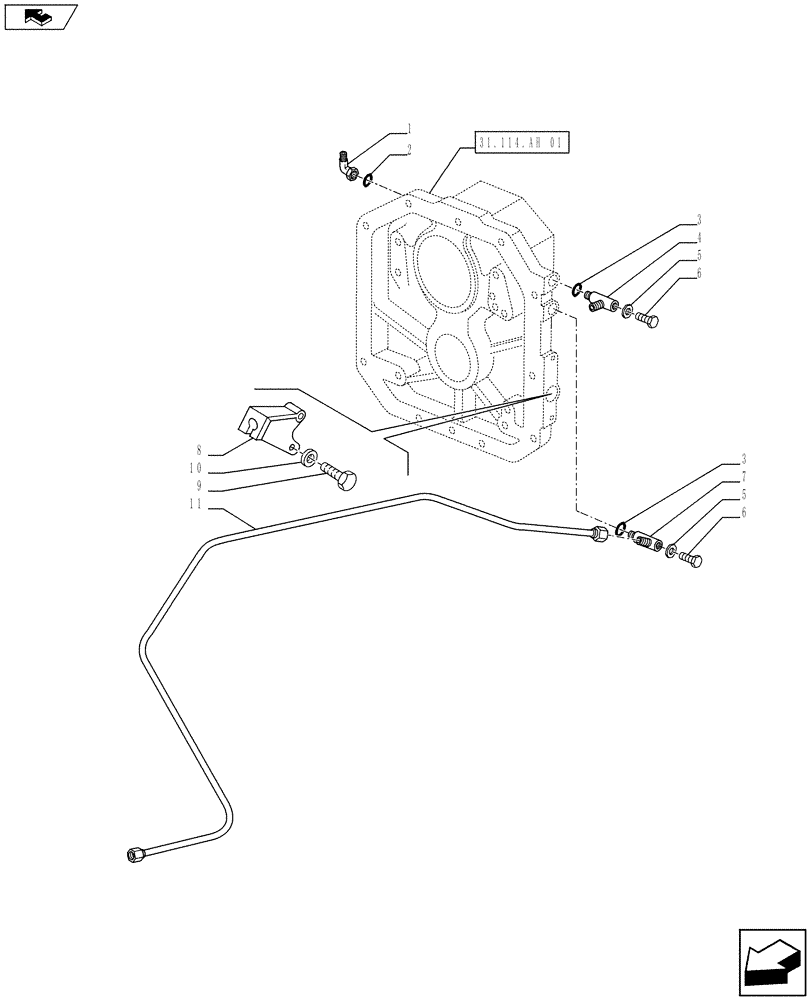 Схема запчастей Case IH FARMALL 105U - (31.104.AN[01]) - STD + VAR - 391727 - PTO 540/1000 RPM, CLUTCH, PIPE, ISO (31) - IMPLEMENT POWER TAKE OFF