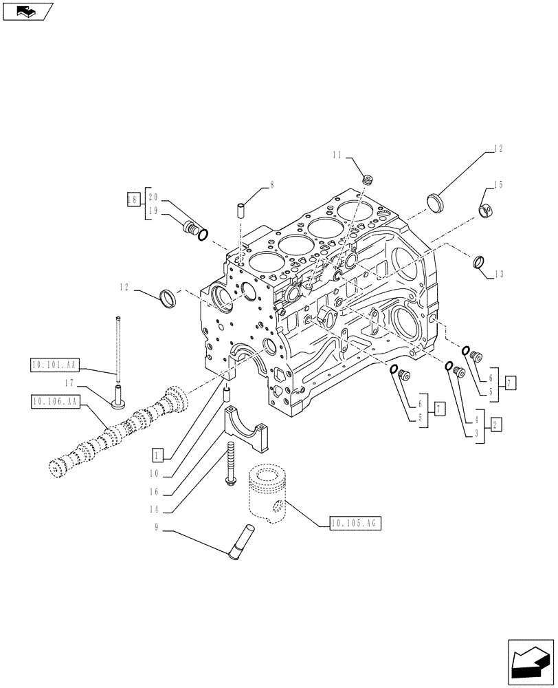 Схема запчастей Case IH F4CE9487N J603 - (10.001.AB) - CRANKCASE (10) - ENGINE