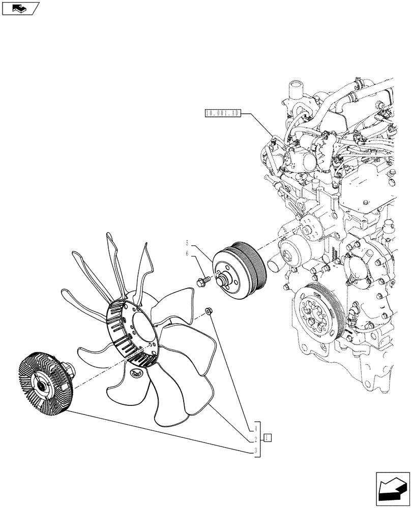 Схема запчастей Case IH FARMALL 115U - (10.414.AC) - STD + VAR - 390009 - FAN (10) - ENGINE