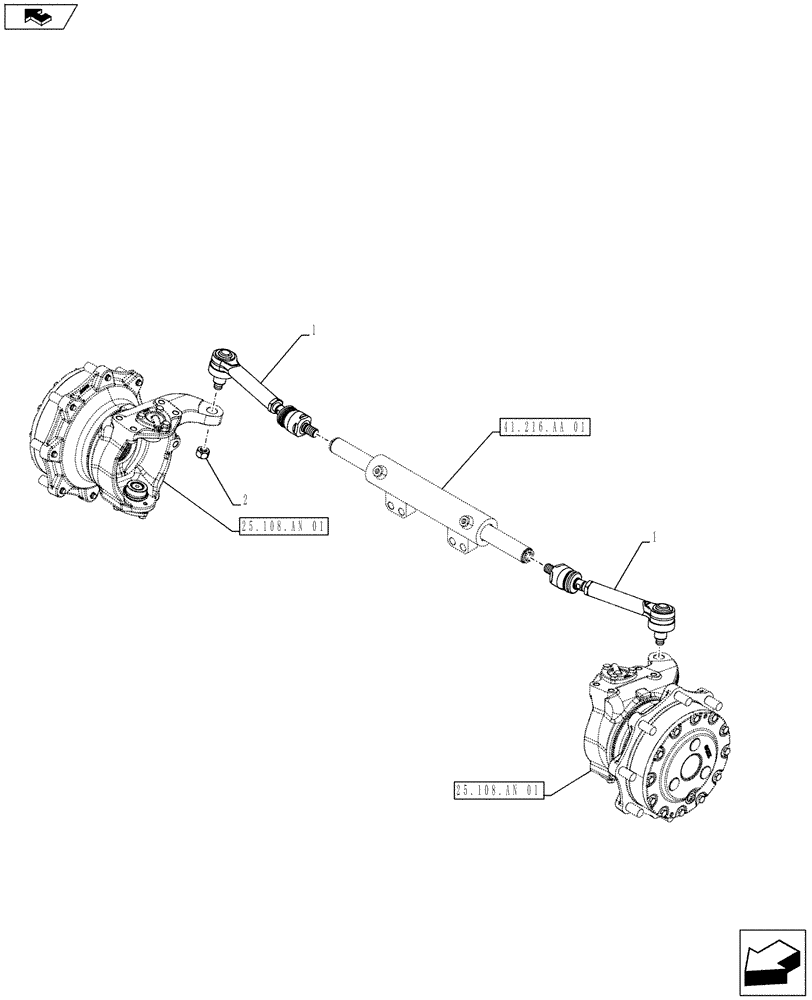 Схема запчастей Case IH FARMALL 105U - (41.106.AD[01]) - STD + VAR - 390399 - 4WD FRONT AXLE, STEERING TIE-ROD, W/ LIMITED SLIP DIFFERENTIAL (41) - STEERING