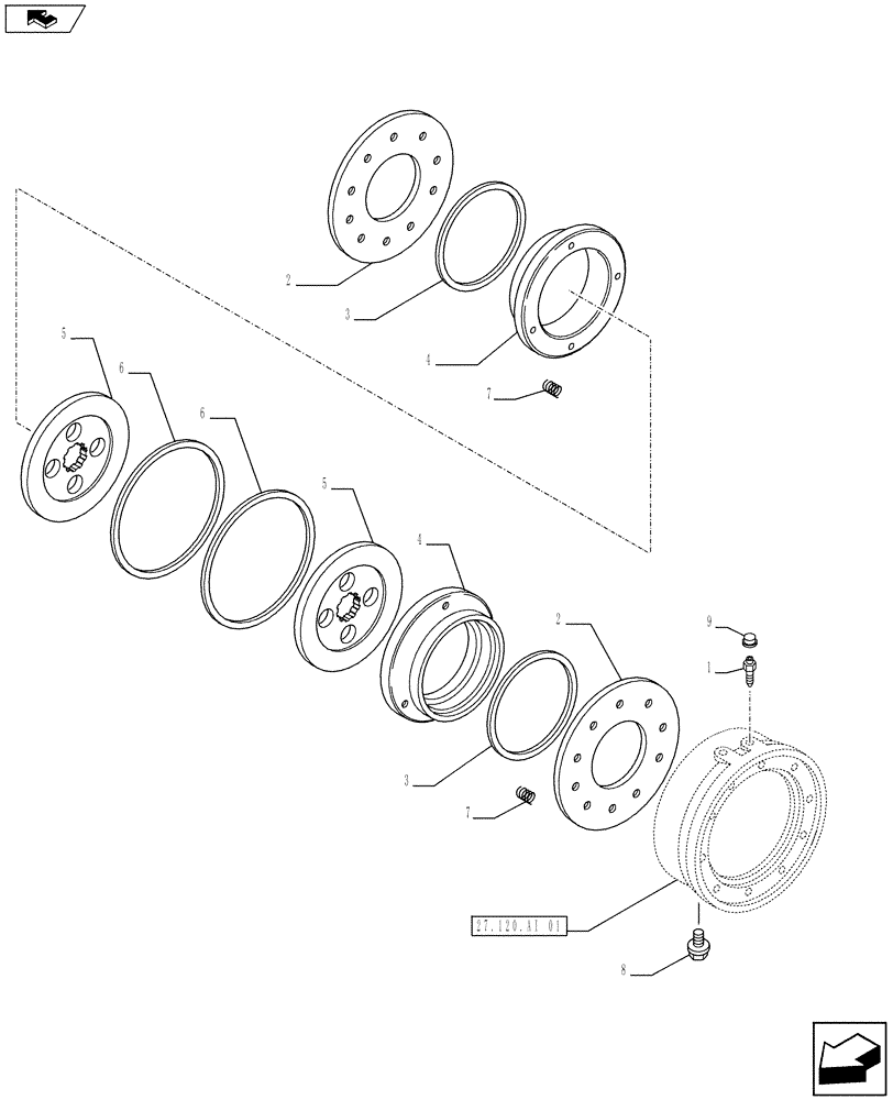 Схема запчастей Case IH FARMALL 105U - (33.202.AK) - STD + VAR - 743931, 743932 - BRAKE DISC (33) - BRAKES & CONTROLS