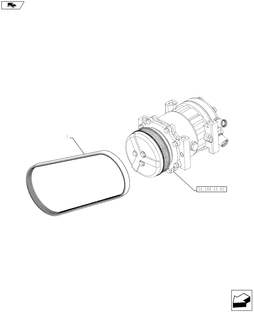 Схема запчастей Case IH FARMALL 105U - (50.200.AT) - VAR - 330641, 331641 - AIR CONDITIONING, BELT - END YR 13-JAN-2013 (50) - CAB CLIMATE CONTROL