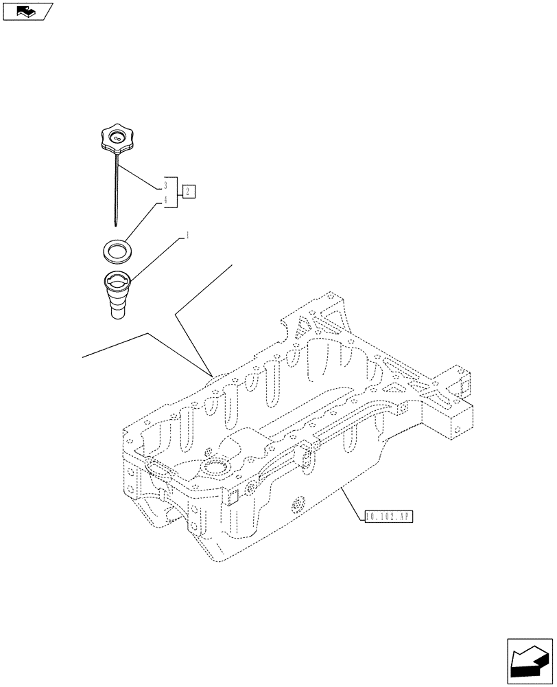 Схема запчастей Case IH F4CE9487N J603 - (10.304.AS) - ENGINE OIL, DIPSTICK (10) - ENGINE