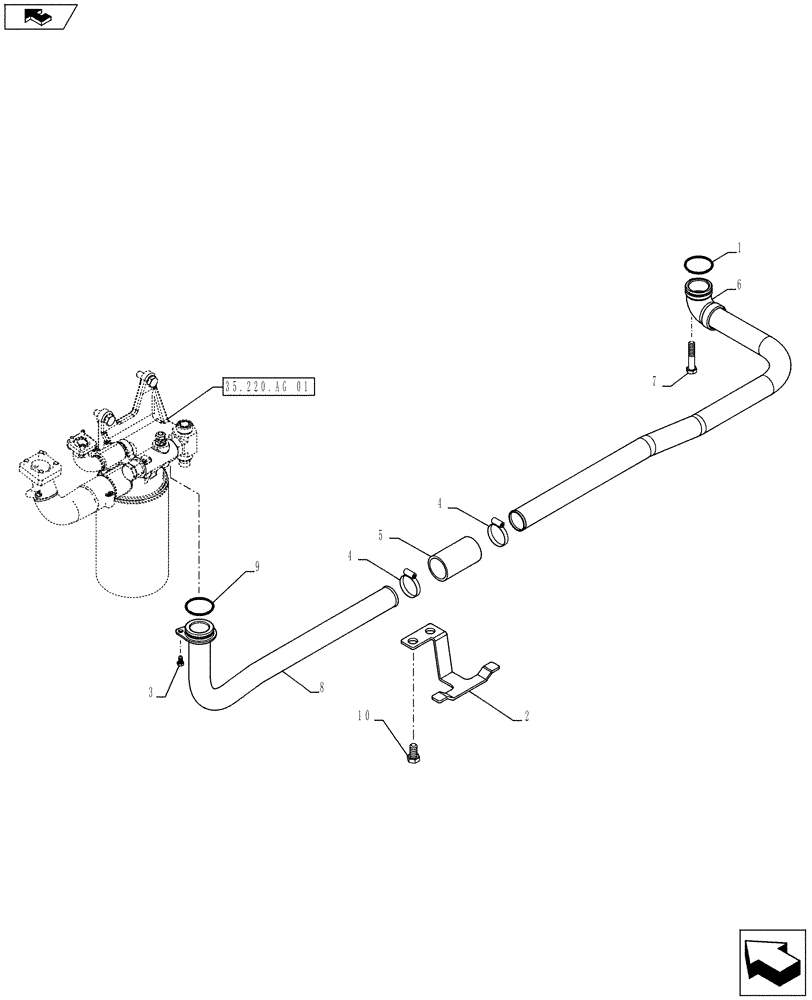 Схема запчастей Case IH FARMALL 105U - (35.220.AG[02]) - STD + VAR - 743911 - HYDRAULIC OIL FILTER, SUCTION PIPE, W/ 60 L/MIN HYDRAULIC PUMP (35) - HYDRAULIC SYSTEMS