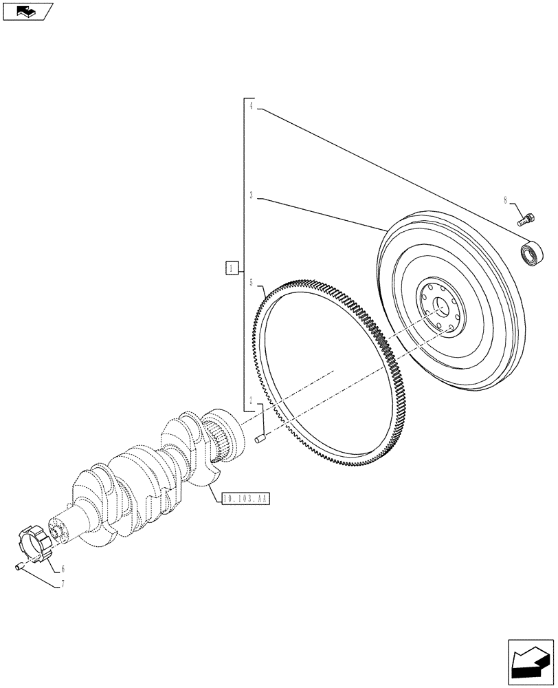 Схема запчастей Case IH F4CE9484C J600 - (10.103.AH) - ENGINE FLYWHEEL (10) - ENGINE