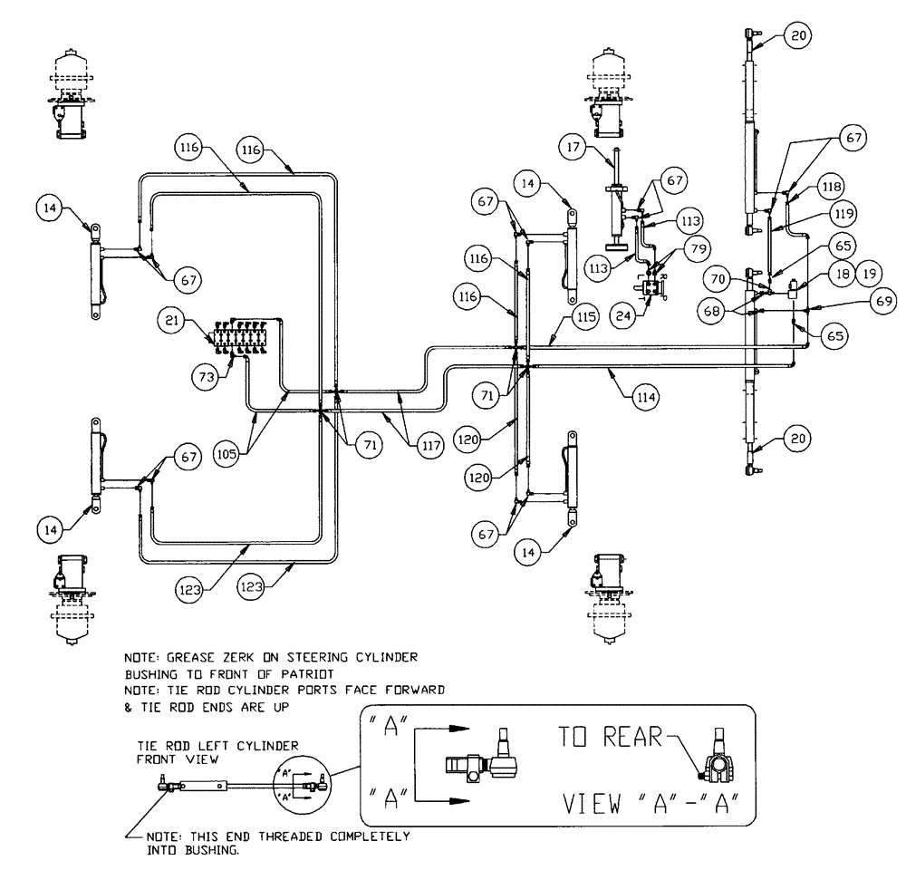 Схема запчастей Case IH PATRIOT WT - (06-003) - HYDRAULIC PLUMBING - STEERING 7-BANK VALVE Hydraulic Plumbing