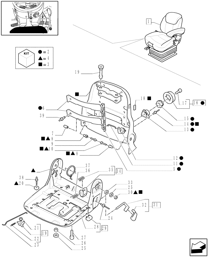 Схема запчастей Case IH MXU100 - (1.93.3/ E[02]) - "GRAMMER" DELUXE SEAT WITH BELTS AND SWITCH - BREAKDOWN - W/CAB - D5424 (10) - OPERATORS PLATFORM/CAB