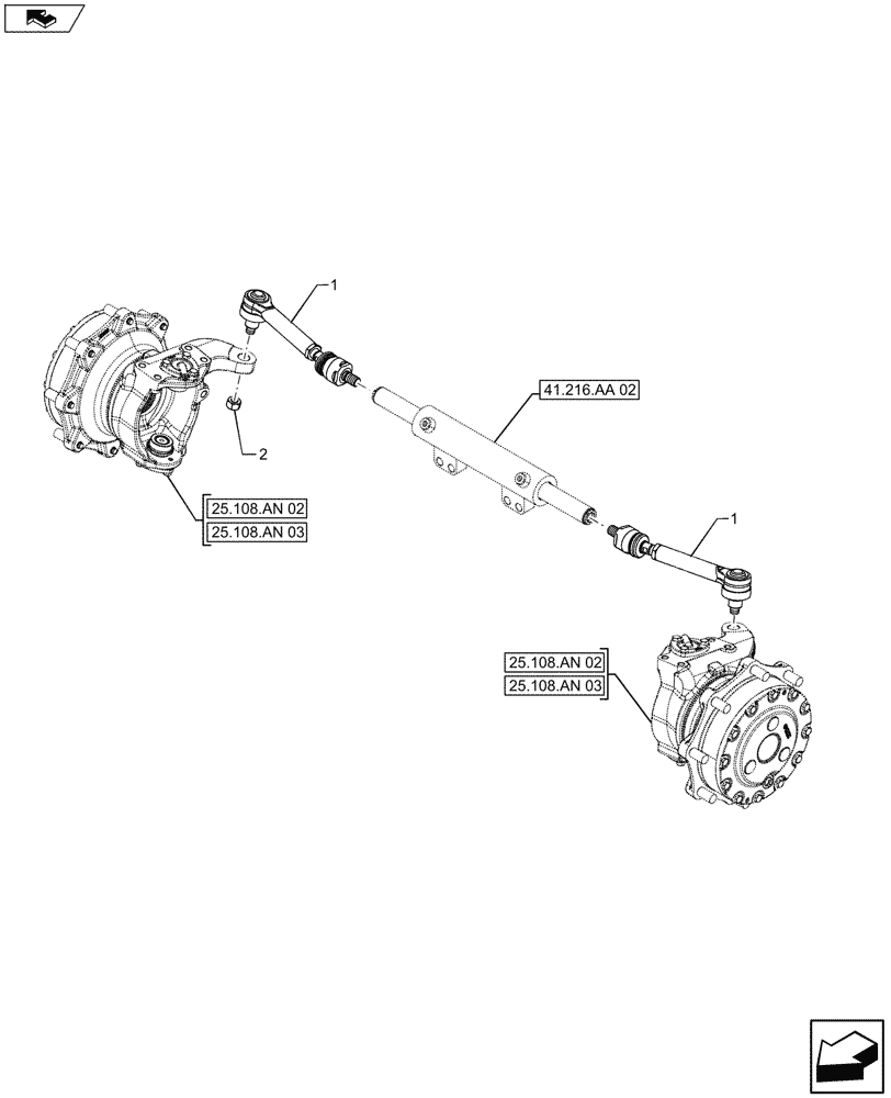 Схема запчастей Case IH FARMALL 105U - (41.106.AD[02]) - VAR - 330308, 330415 - 4WD FRONT AXLE, STEERING TIE-ROD, W/ HYDRAULIC DIFFERENTIAL LOCK, ISO (41) - STEERING