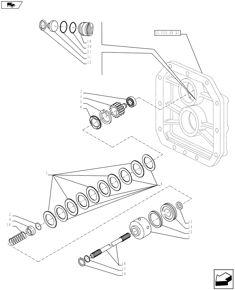 Схема запчастей Case IH FARMALL 115U - (31.114.AI[02]) - STD + VAR - 391727 - PTO 540/1000 RPM, CLUTCH PLATE (31) - IMPLEMENT POWER TAKE OFF