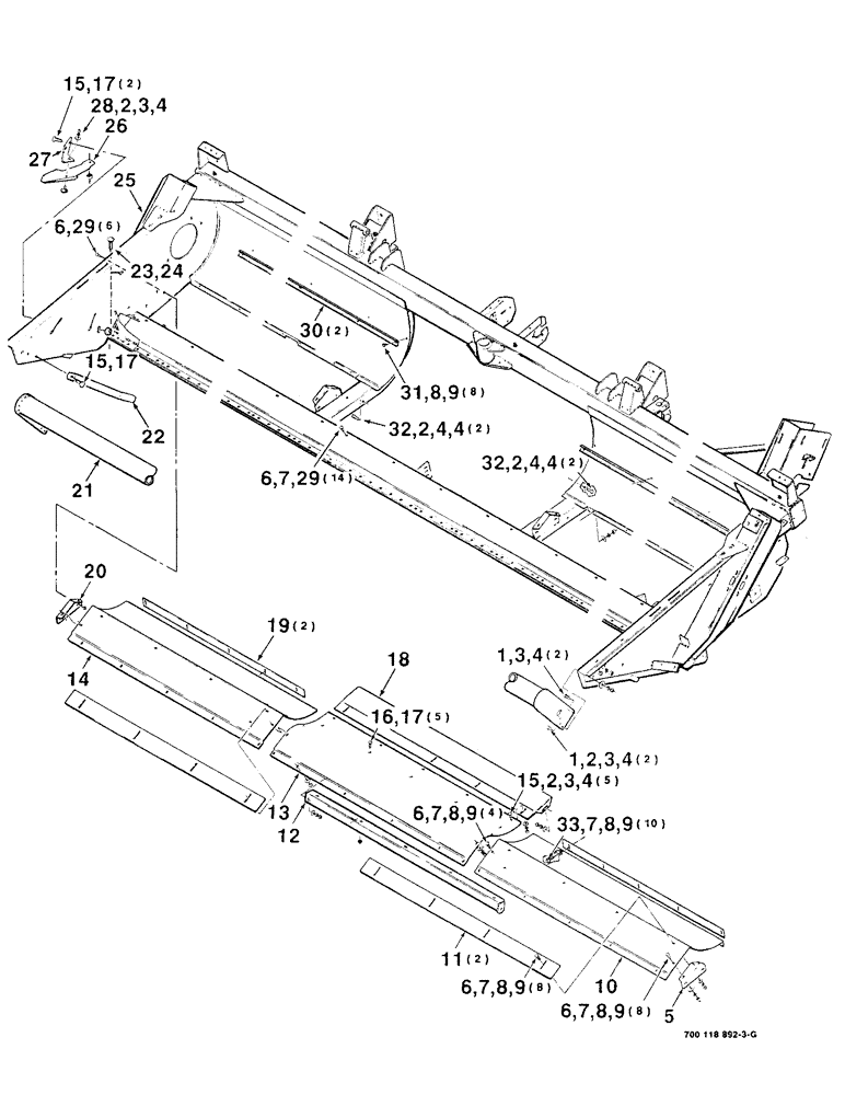 Схема запчастей Case IH 8820 - (7-04) - HEADER FRAME, PANS AND LEAN BAR ASSEMBLIES, 16 FOOT (09) - CHASSIS