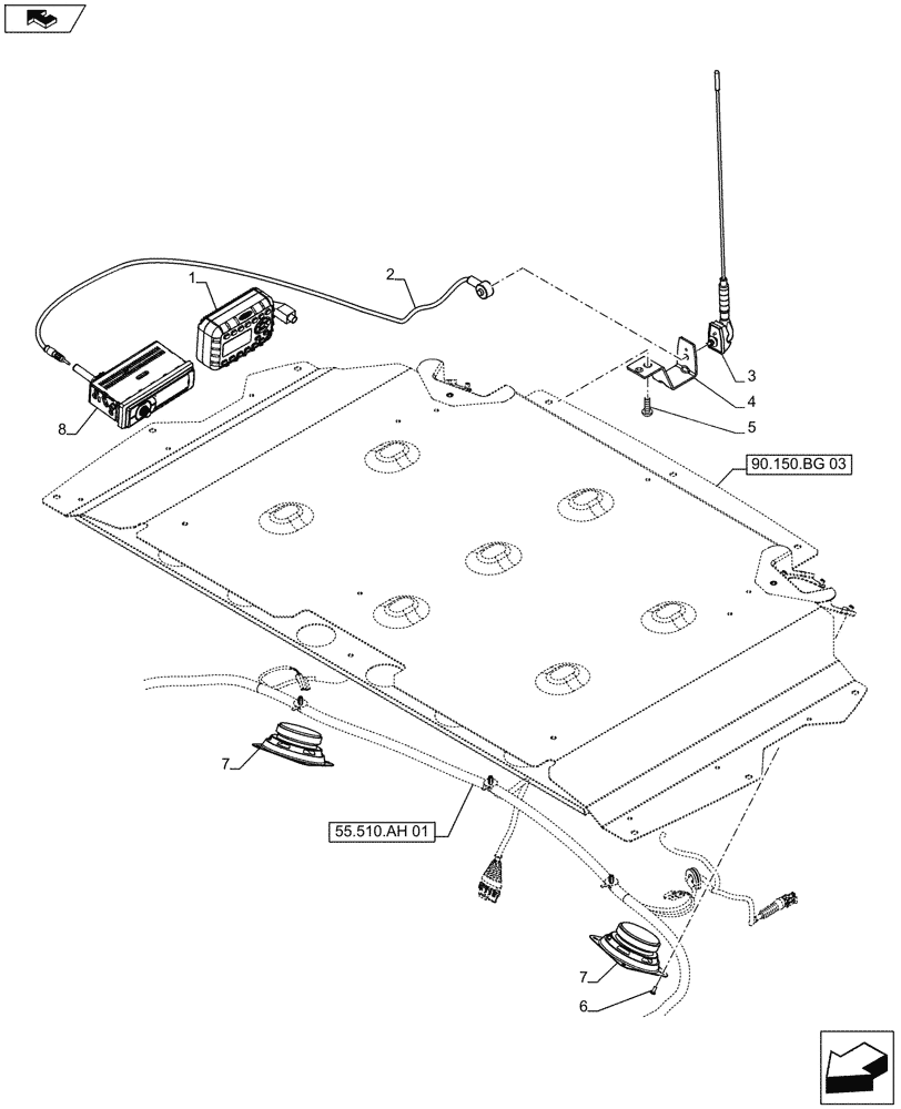 Схема запчастей Case IH FARMALL 105U - (55.512.AA[01]) - VAR - 333777 - RADIO, SPEAKER, ANTENNA (55) - ELECTRICAL SYSTEMS